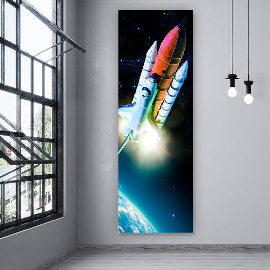 Poster Raumschiff im Kosmos Panorama Hoch