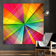 Lade das Bild in den Galerie-Viewer, Aluminiumbild gebürstet Regenbogen Raute Quadrat

