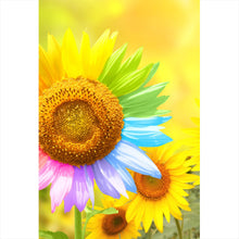 Lade das Bild in den Galerie-Viewer, Leinwandbild Regenbogen Sonnenblume Hochformat
