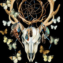 Lade das Bild in den Galerie-Viewer, Poster Rehschädel mit Schmetterlingen Quadrat
