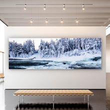 Lade das Bild in den Galerie-Viewer, Leinwandbild Reissender Winter Fluss Panorama
