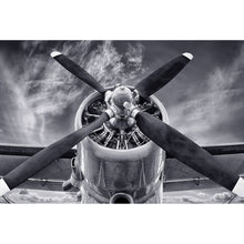 Lade das Bild in den Galerie-Viewer, Aluminiumbild gebürstet Retro Flugzeug Querformat
