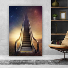 Lade das Bild in den Galerie-Viewer, Aluminiumbild gebürstet Rolltreppe zum Himmel Hochformat
