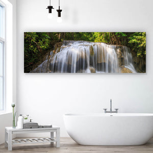 Aluminiumbild gebürstet Romantischer Wasserfall Panorama