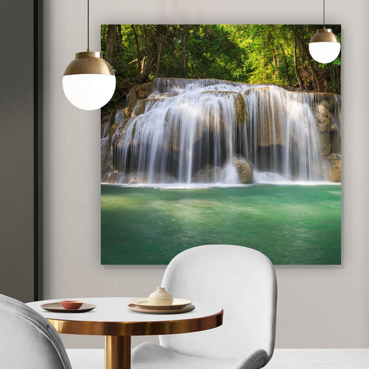 Aluminiumbild Romantischer Wasserfall Quadrat