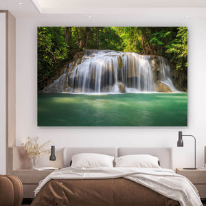 Aluminiumbild gebürstet Romantischer Wasserfall Querformat