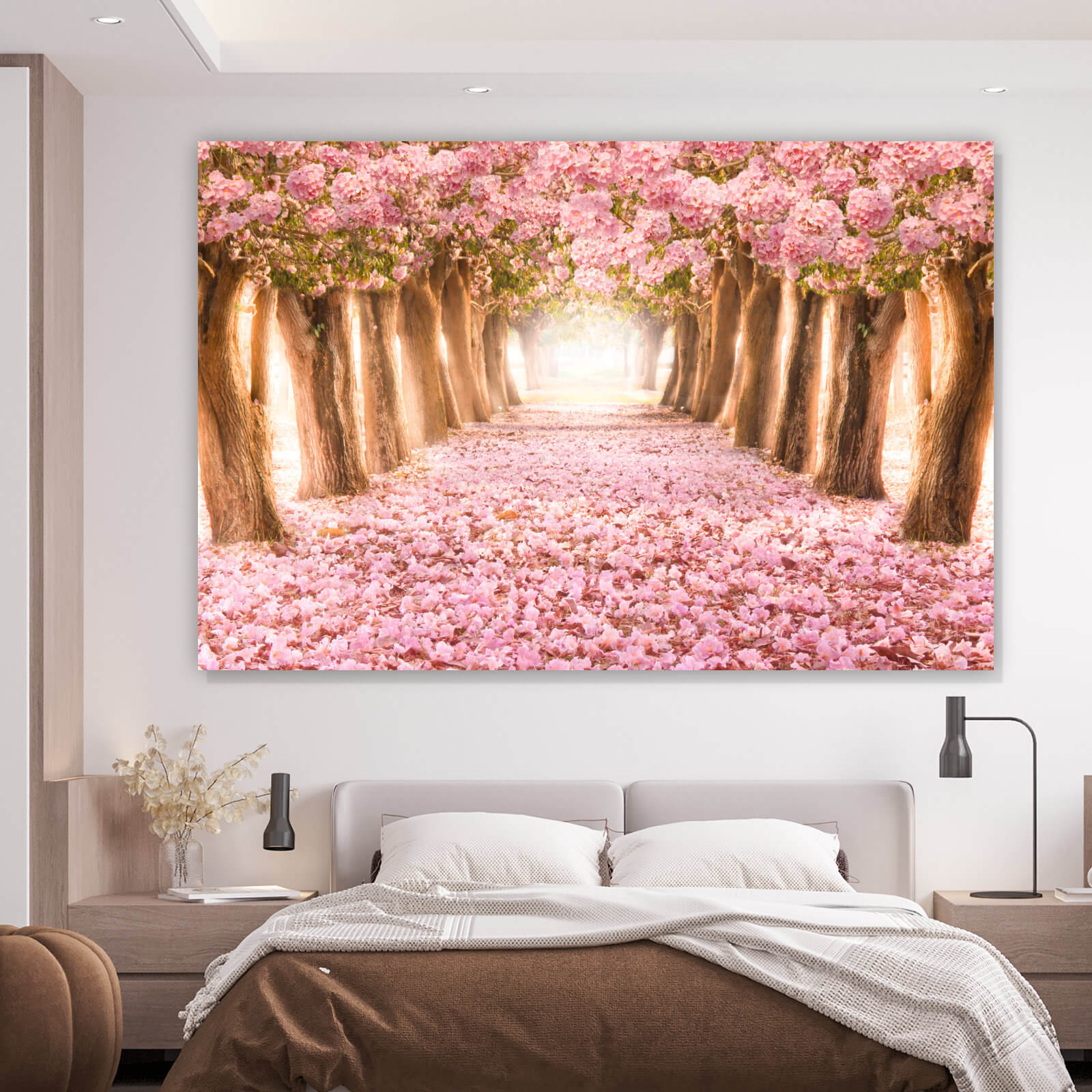 Leinwandbild Rosa Allee im Frühjahr Querformat