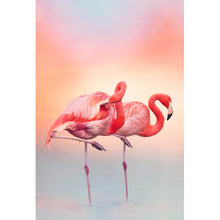 Lade das Bild in den Galerie-Viewer, Leinwandbild Rosa Flamingo Paar Hochformat

