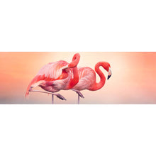 Lade das Bild in den Galerie-Viewer, Leinwandbild Rosa Flamingo Paar Panorama
