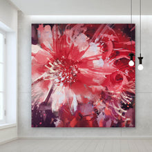 Lade das Bild in den Galerie-Viewer, Aluminiumbild Rote abstrakte Blüte Quadrat
