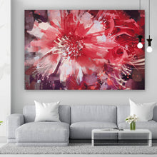 Lade das Bild in den Galerie-Viewer, Leinwandbild Rote abstrakte Blüte Querformat
