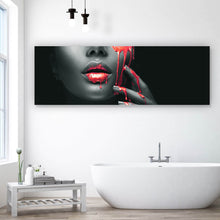 Lade das Bild in den Galerie-Viewer, Aluminiumbild gebürstet Rote Lippen Panorama
