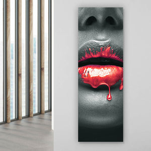 Aluminiumbild gebürstet Rote Lippen Panorama Hoch