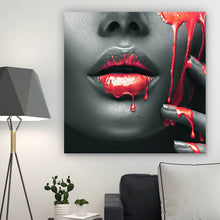 Lade das Bild in den Galerie-Viewer, Aluminiumbild gebürstet Rote Lippen Quadrat
