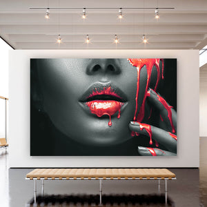 Spannrahmenbild Rote Lippen Querformat
