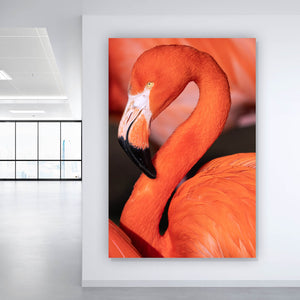 Leinwandbild Roter Flamingo Hochformat