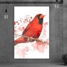 Lade das Bild in den Galerie-Viewer, Aluminiumbild gebürstet Roter Kardinal Vogel Aquarell Hochformat
