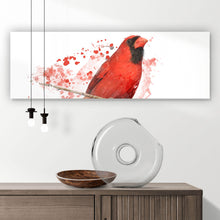 Lade das Bild in den Galerie-Viewer, Leinwandbild Roter Kardinal Vogel Aquarell Panorama
