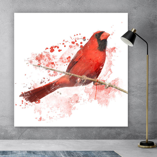 Poster Roter Kardinal Vogel Aquarell Quadrat