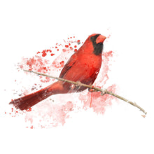 Lade das Bild in den Galerie-Viewer, Aluminiumbild gebürstet Roter Kardinal Vogel Aquarell Querformat
