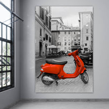 Lade das Bild in den Galerie-Viewer, Leinwandbild Roter Roller in Rom Hochformat
