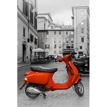Lade das Bild in den Galerie-Viewer, Leinwandbild Roter Roller in Rom Hochformat
