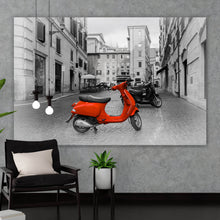 Lade das Bild in den Galerie-Viewer, Aluminiumbild gebürstet Roter Roller in Rom Querformat
