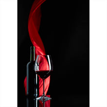 Lade das Bild in den Galerie-Viewer, Aluminiumbild Rotweinglas mit Flasche Hochformat
