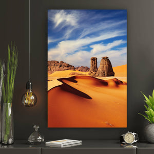 Aluminiumbild gebürstet Sanddünen in der Sahara Hochformat