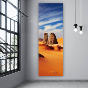 Spannrahmenbild Sanddünen in der Sahara Panorama Hoch