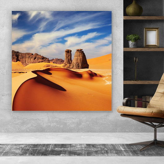 Aluminiumbild gebürstet Sanddünen in der Sahara Quadrat