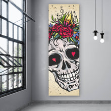 Lade das Bild in den Galerie-Viewer, Poster Schädel mit Blumen Modern Art Panorama Hoch

