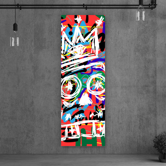 Poster Schädel mit Krone Street Art Panorama Hoch