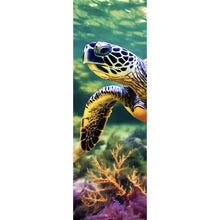 Lade das Bild in den Galerie-Viewer, Aluminiumbild Schildkröte im bunten Meer Panorama Hoch

