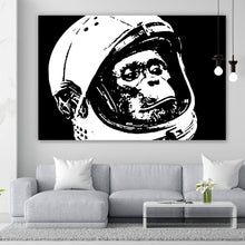 Lade das Bild in den Galerie-Viewer, Aluminiumbild gebürstet Affe im Weltraum Querformat
