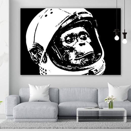 Aluminiumbild gebürstet Affe im Weltraum Querformat