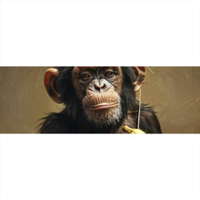 Lade das Bild in den Galerie-Viewer, Aluminiumbild Schimpanse mit Luftballons und Banane Panorama
