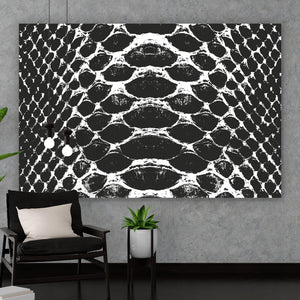 Aluminiumbild Schlangenhaut Muster Schwarz Weiß Querformat