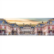 Lade das Bild in den Galerie-Viewer, Aluminiumbild gebürstet Schloss Versailles bei Sonnenuntergang Panorama

