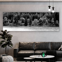 Lade das Bild in den Galerie-Viewer, Aluminiumbild gebürstet Schluchsee im Schwarzwald schwarz weiss Panorama
