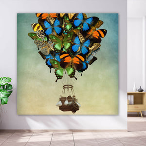 Acrylglasbild Schmetterling Heißluftballon Quadrat