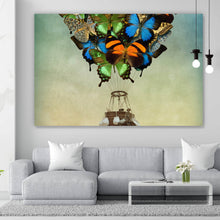 Lade das Bild in den Galerie-Viewer, Spannrahmenbild Schmetterling Heißluftballon Querformat
