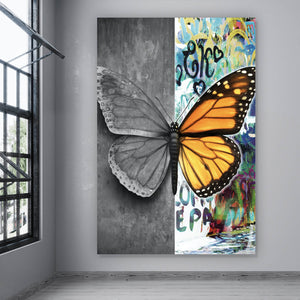 Aluminiumbild gebürstet Schmetterling Modern Art Hochformat