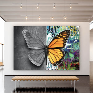 Aluminiumbild gebürstet Schmetterling Modern Art Querformat