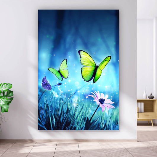 Acrylglasbild Schmetterlinge im Zauberwald Hochformat