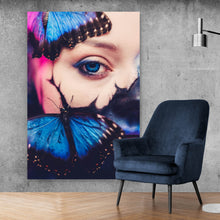 Lade das Bild in den Galerie-Viewer, Acrylglasbild La Catrina mit Schmetterlingen Hochformat
