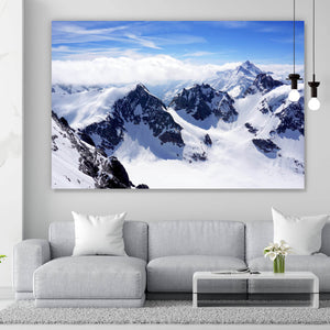 Spannrahmenbild Schneeberge in der Schweiz Querformat