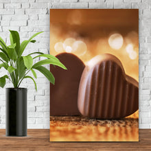 Lade das Bild in den Galerie-Viewer, Spannrahmenbild Schokoladen Herzen Hochformat
