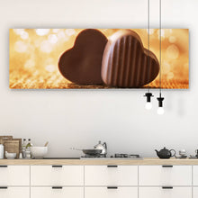 Lade das Bild in den Galerie-Viewer, Aluminiumbild gebürstet Schokoladen Herzen Panorama
