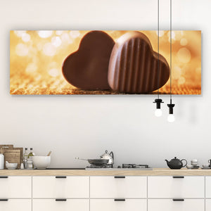 Aluminiumbild gebürstet Schokoladen Herzen Panorama